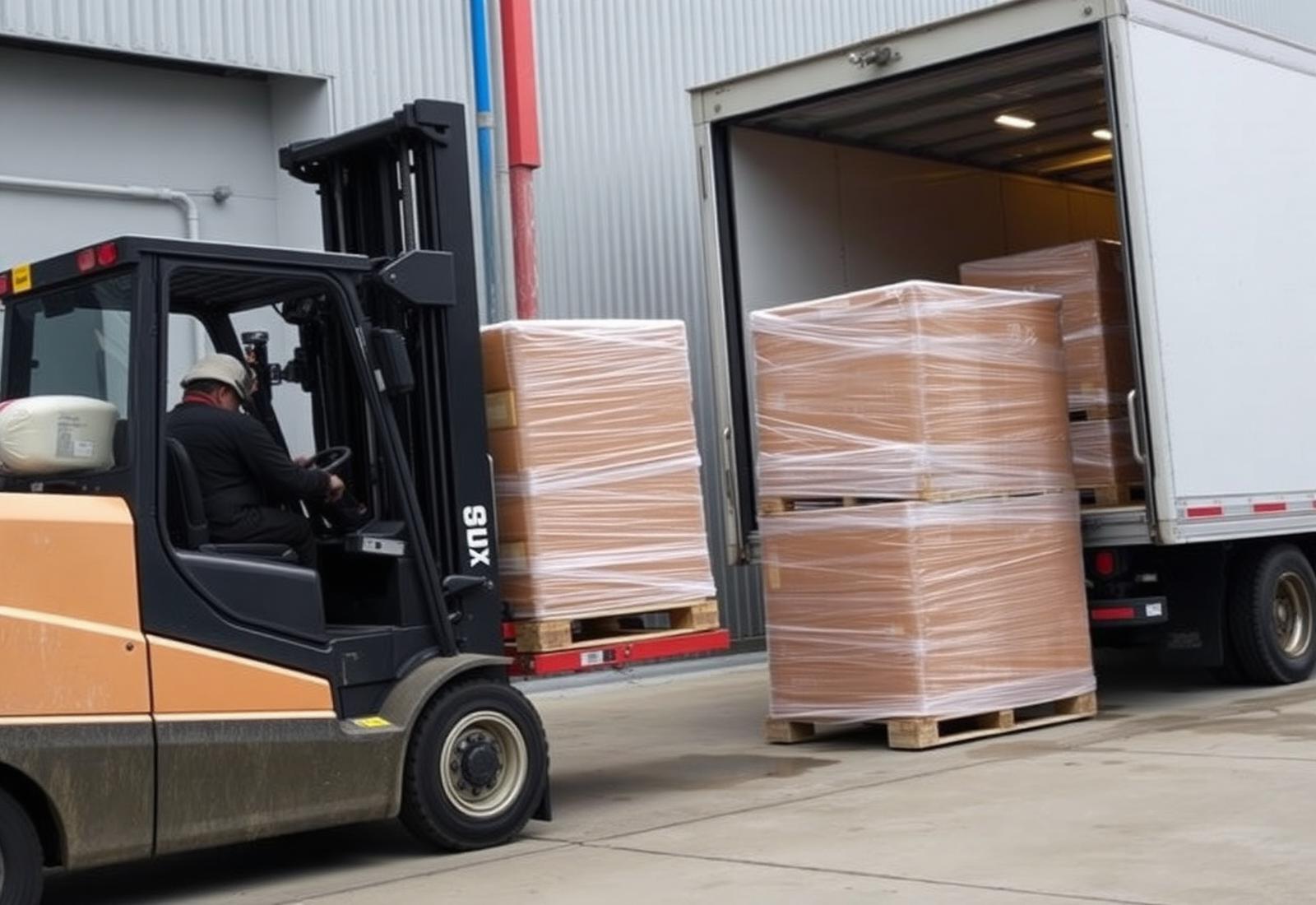 Forkliftle araca yüklenen paletler